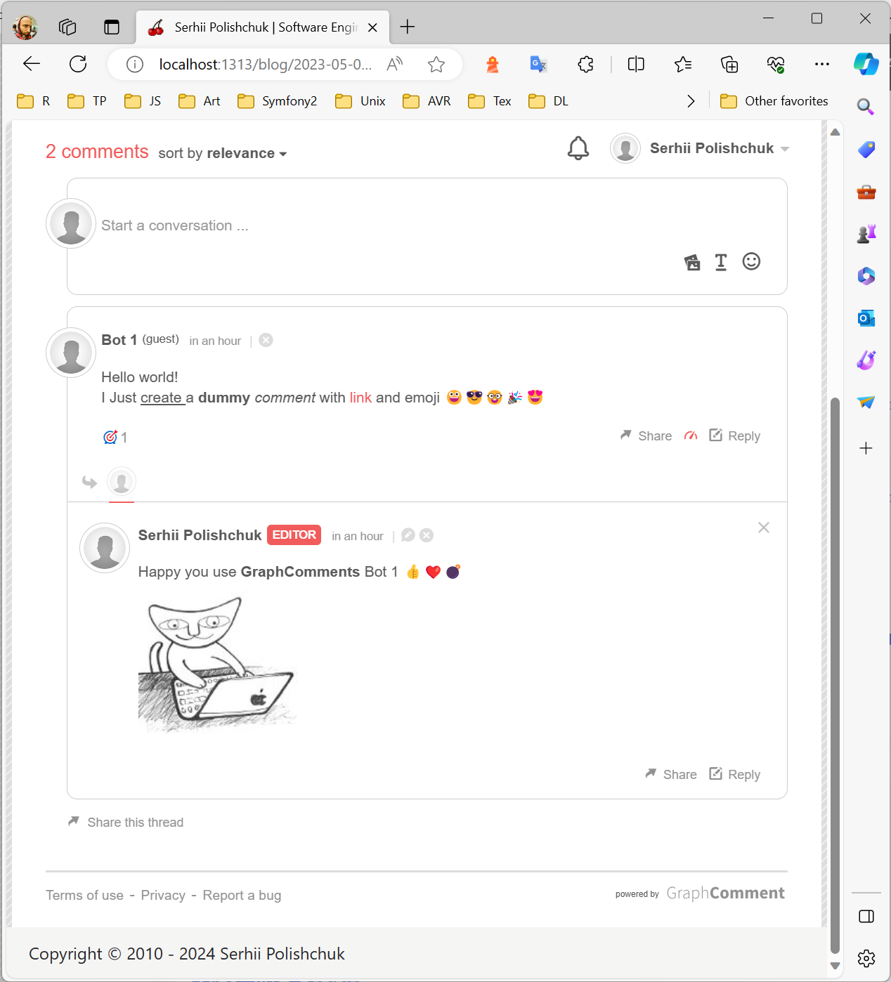 test comments on the website